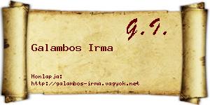 Galambos Irma névjegykártya