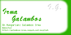 irma galambos business card